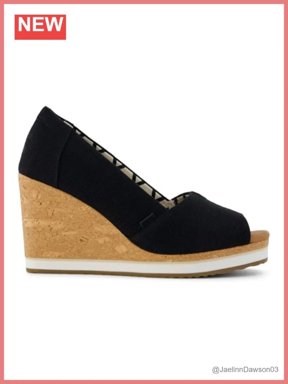 TOMS Essential Wedge Peep Toe Sling Ankle Strap Canvas Sandals